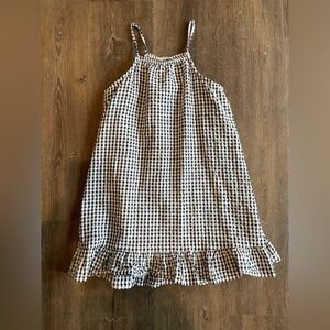 H&M Girls Cotton Navy & White Gingham Ruffle-Hem Sundress Sz 10